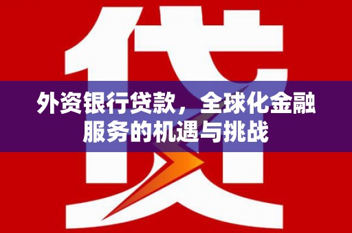 阳原外资银行贷款，全球化金融服务的机遇与挑战